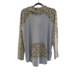 LuLaRoe Leopard Print Gray Hoodie Women's Size Large NWT